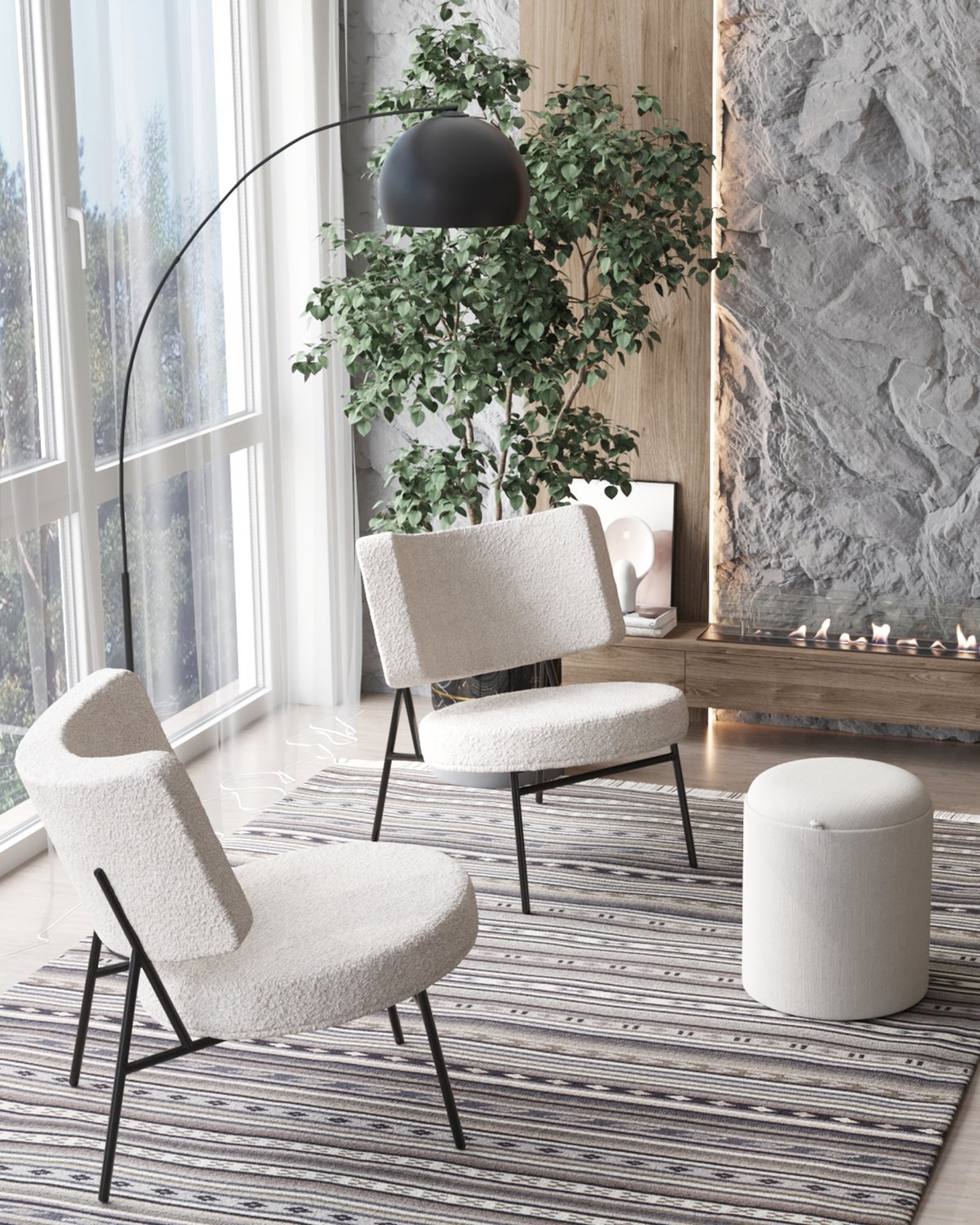 Кресло District Lounge букле белый фото 4